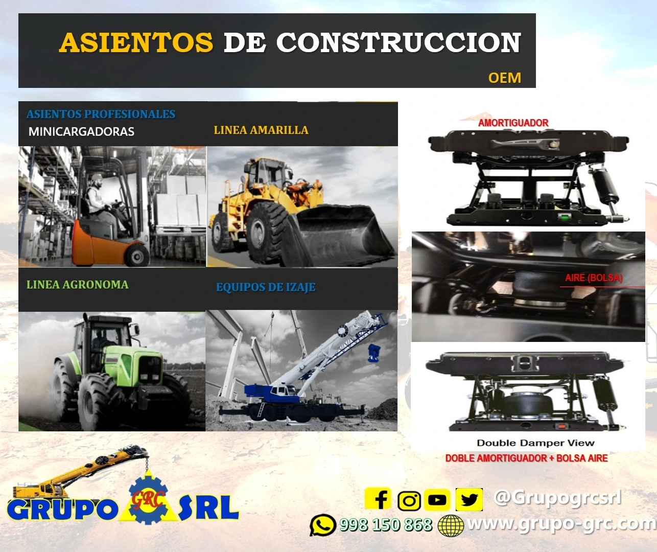 asientos operador para maquinaria